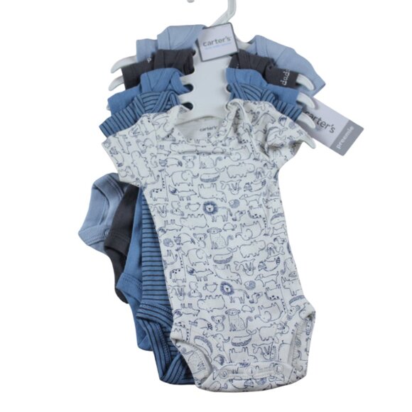 Carter's Other - Carter's Preemie Bodysuit 5-Pack Blue Animals S/S Baby Boys Tops Spring NWT